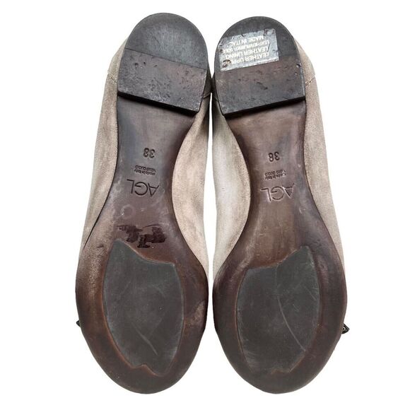 AGL Womens Icon Ballet Flats Suede Lace Cap Toe Buckle Detail Taupe Sz EUR 38 - Picture 8 of 8